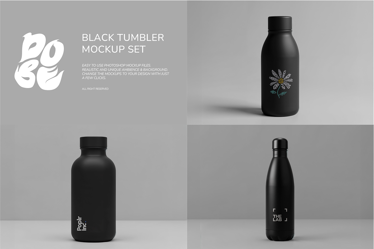 Black Tumbler Mockup Set, a Cups & Container Mockup by DOBE Studio (Photo 1 of 7)