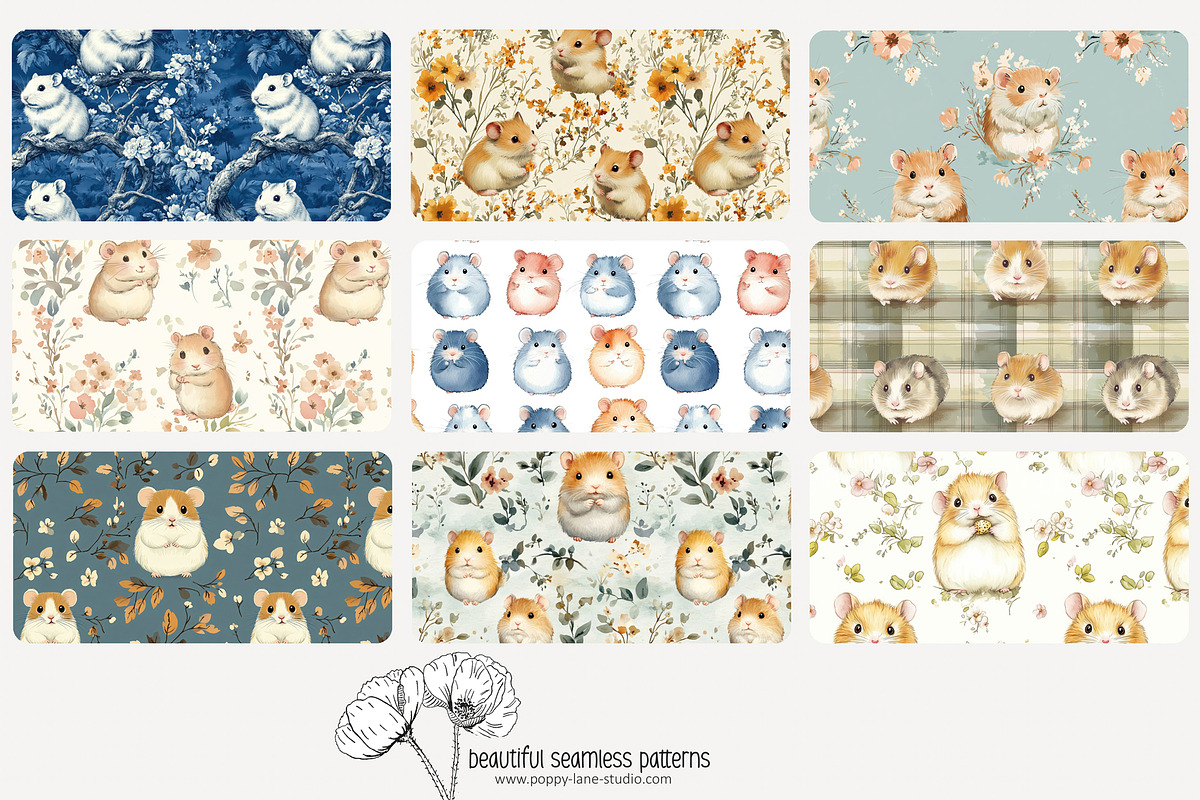 80 hamster seamless pattern, a Pattern Graphic by Poppy Lane Studio