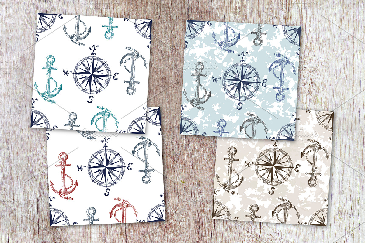 4 Anchor Nautical Patterns, a Background Graphic by Fortuna Venit (Photo 2 of 3)