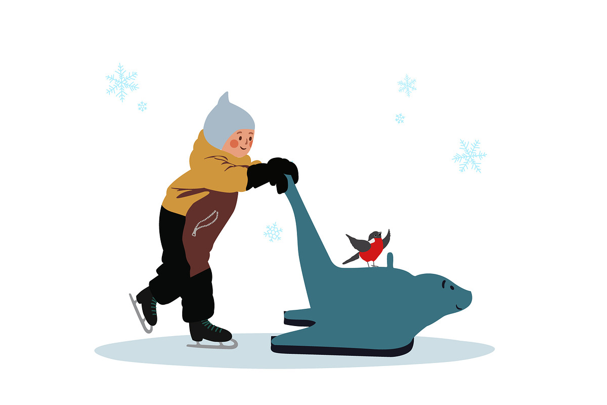 Winter Ice Skating Vector Collection, a Person Illustration by Olga Bonitas (Photo 6 of 7)