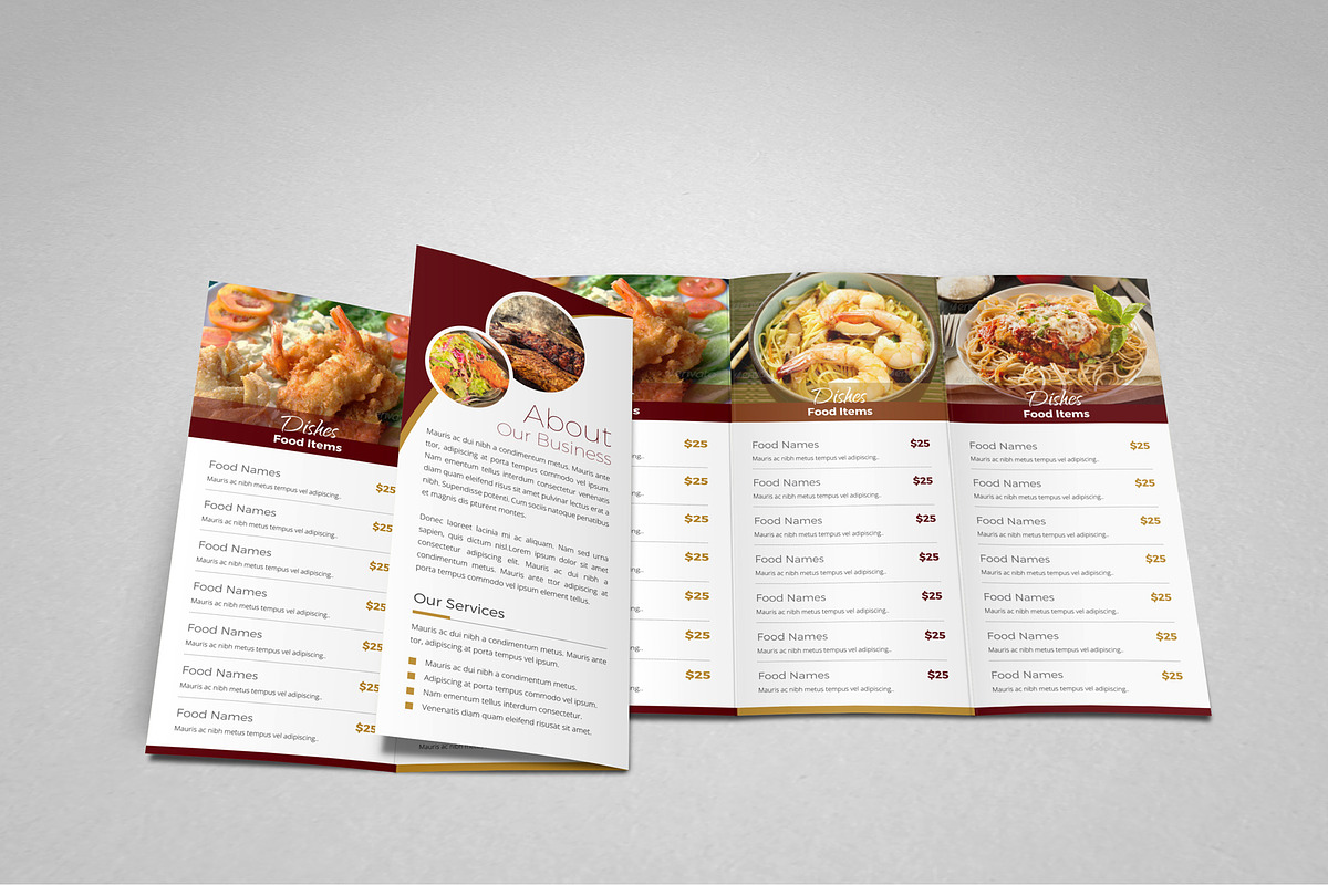 Food Restaurant Trifold Template, a Brochure Template by JanySultana (Photo 6 of 13)