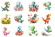 Dinosaurs Watercolor Clipart, an Illustration by Designworld (Thumbnail 6 of 6)