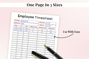 Employee Timesheet Printable - Pink