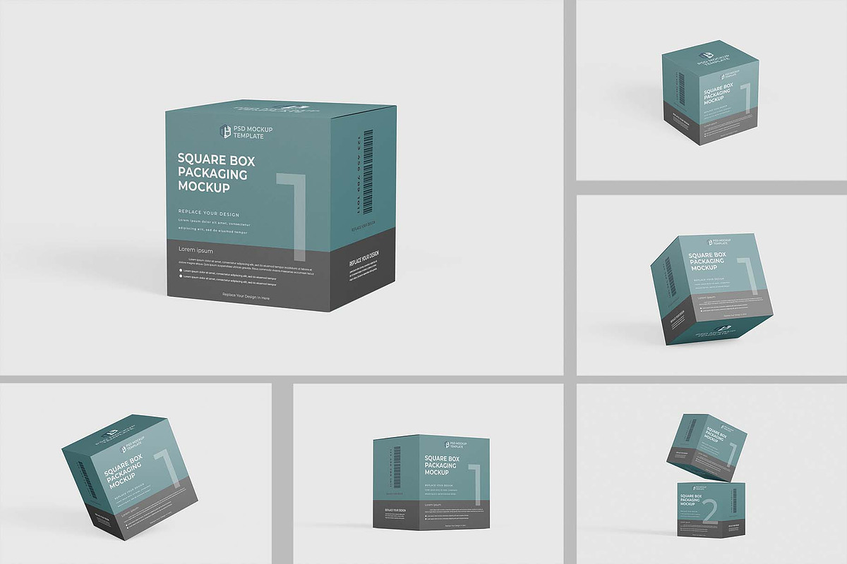 Square Box Mockup, a Packaging Mockup by tiyasprabawa (Photo 1 of 11)