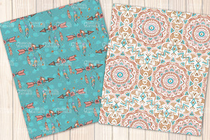 Boho Beach Seamless Pattern Bundle