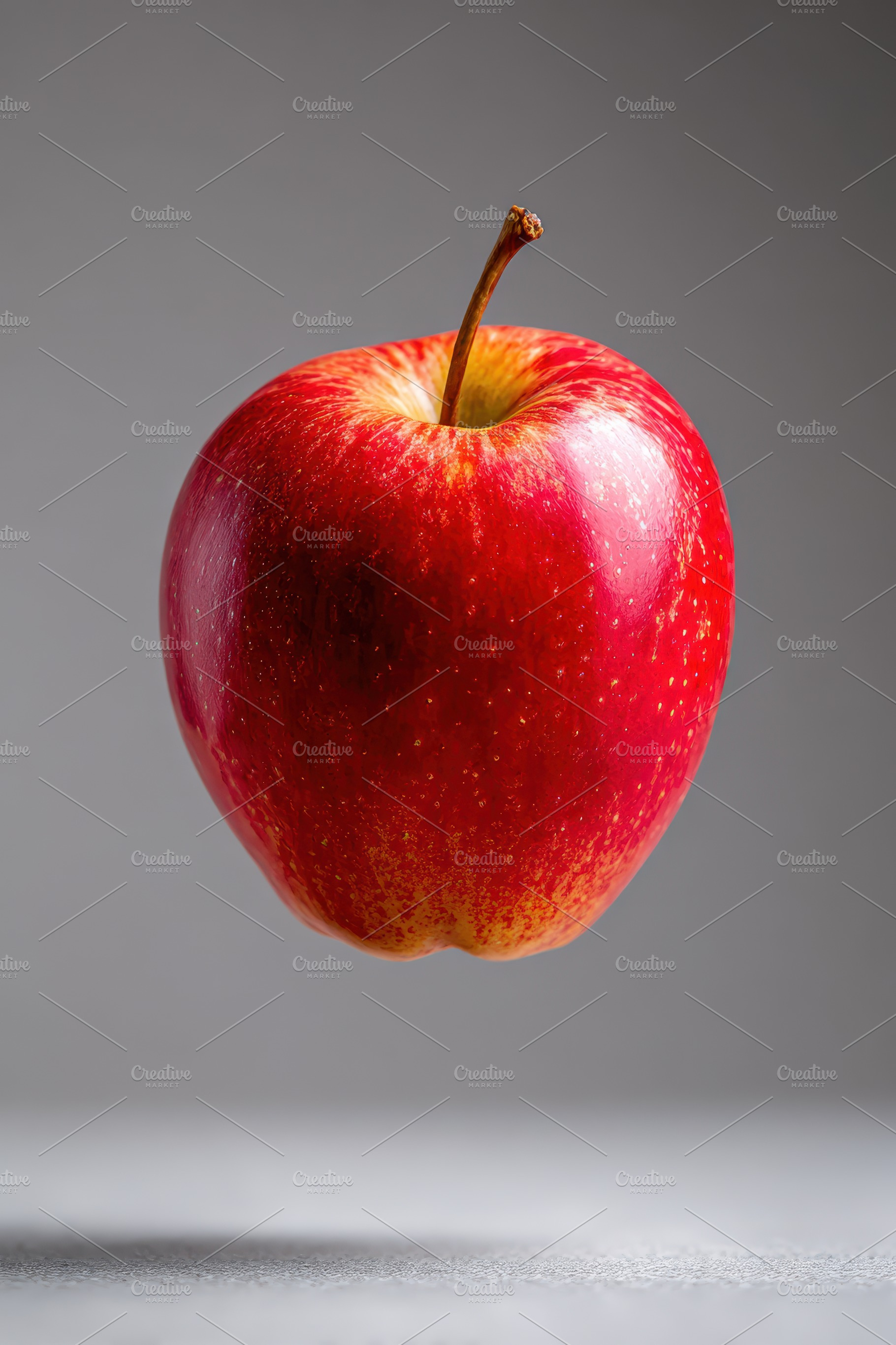 Fresh red apple on grey background, a Food & Drink Photo by AlyaAnd