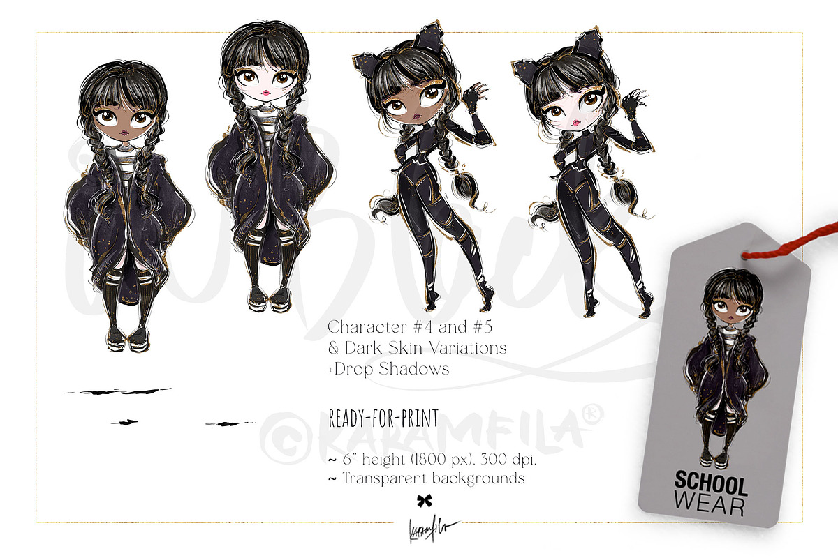 Gothic School Nerd Girl Clipart, a Seasonal Illustration by KaramfilaS (Photo 6 of 10)