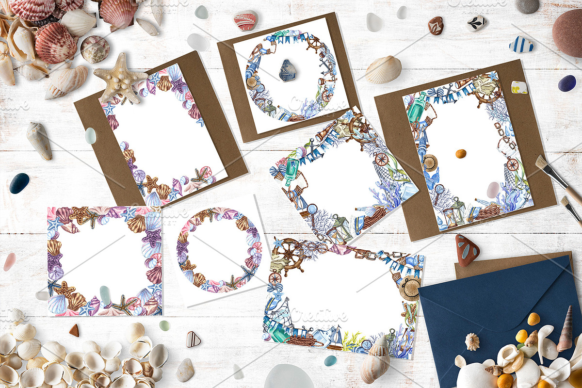 Nautical Seaside Watercolor Set, a Decorative Illustration by BarvArt (Photo 9 of 18)