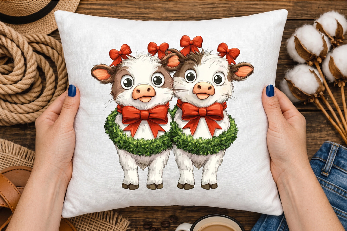 Funny Christmas Cow Clipart PNG, a Seasonal Illustration by designcity5 (Photo 4 of 5)