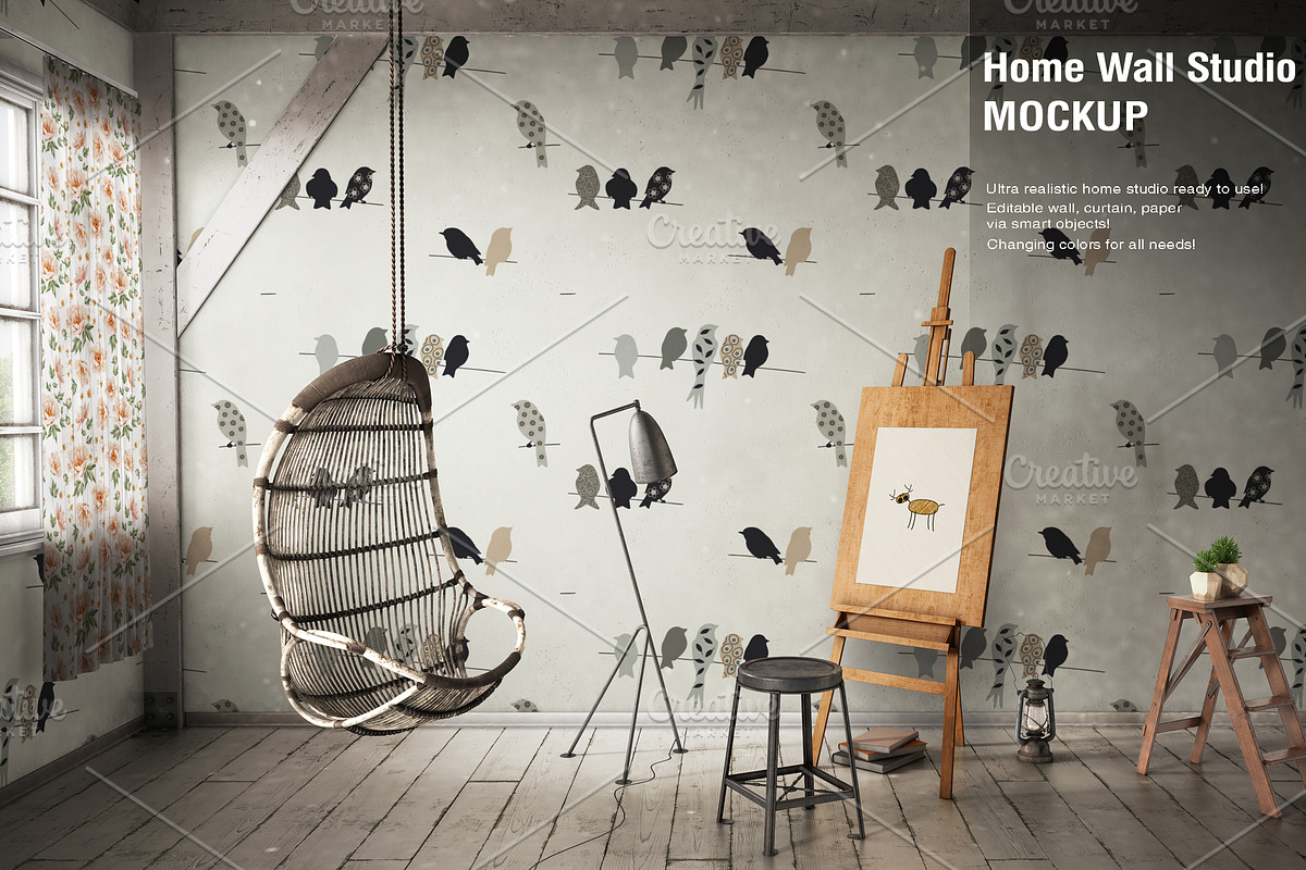 Home Wall Studio Mock-up, a Household Mockup by IsometricWorld (Photo 1 of 9)