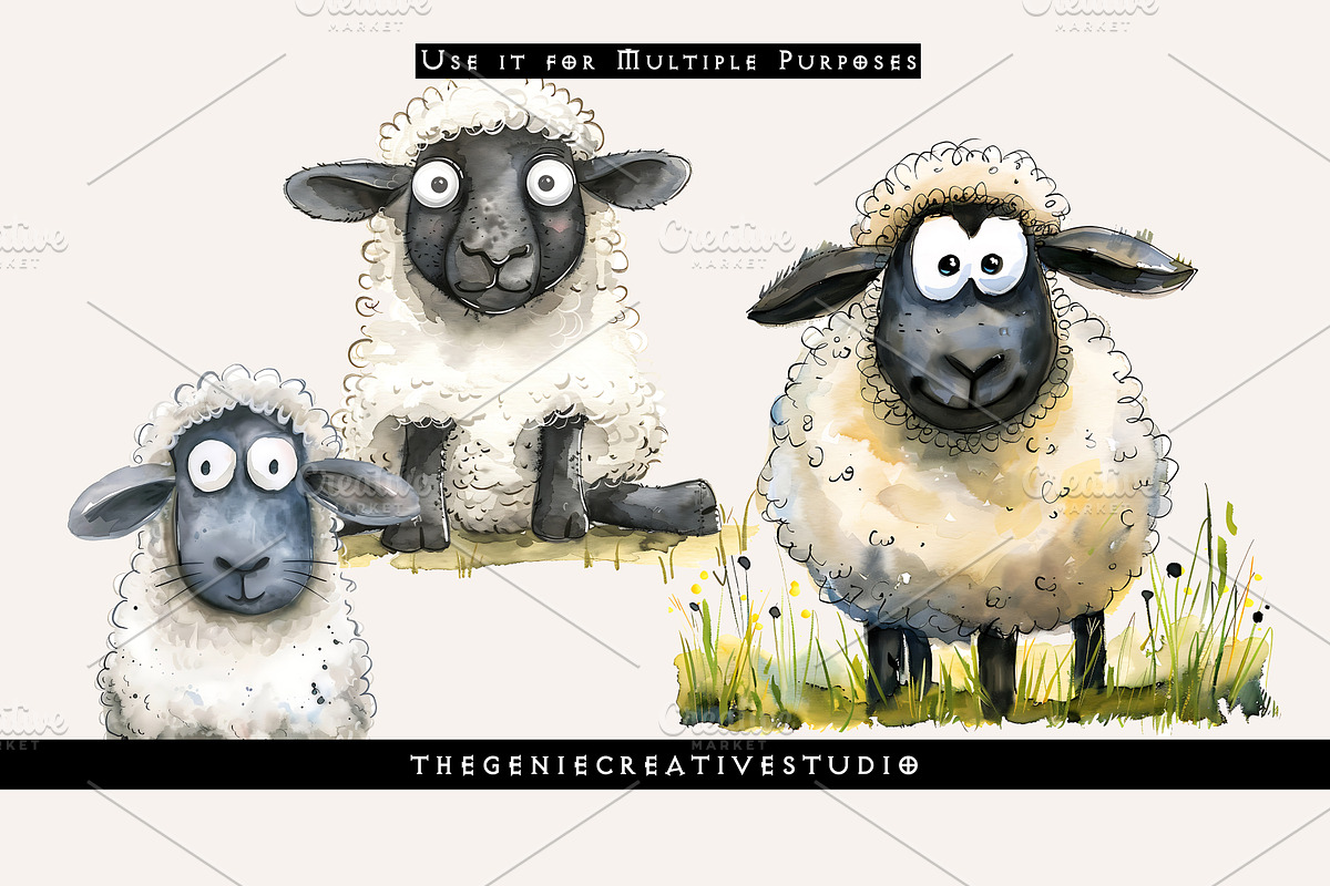 Cute Sheep PNG Clipart Set, an Animal Illustration by Geniecreativestudio (Photo 6 of 9)