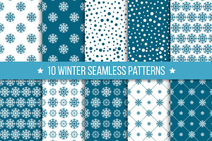 10 seamless pattern with snowflakes