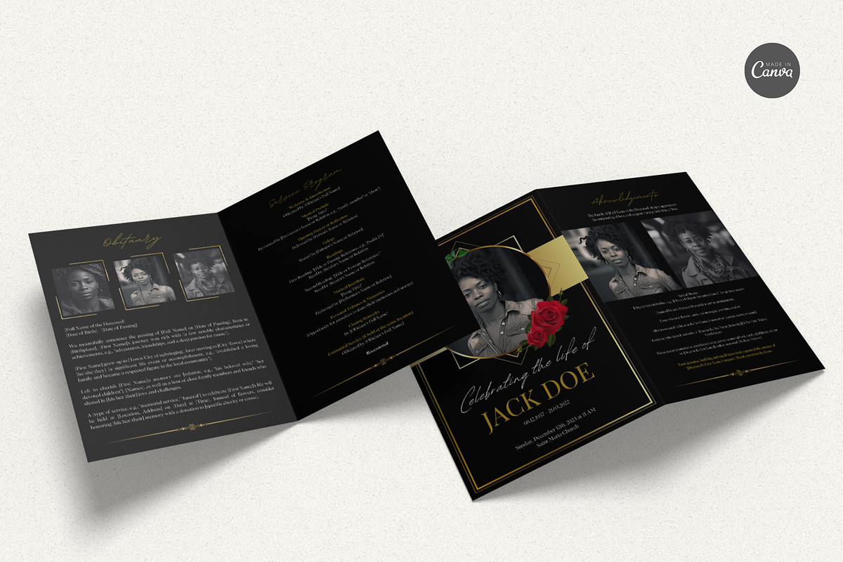 Funeral Program Template I Canva, an Invitation Template by The Social Stuff (Photo 3 of 10)