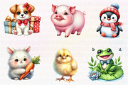 Watercolor Cute Animals Clipart, an Illustration by CreationArt (Thumbnail 5 of 5)