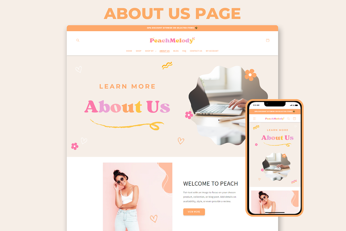 Peach Melody Boutique Shopify Theme, a Shopify Template by Websiteboy (Photo 2 of 10)
