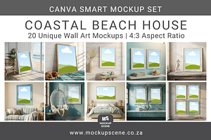 Coastal Beach House Wall Art Mockup
