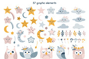 Good night baby clipart & patterns, an Object Illustration by JulzaArt (Thumbnail 2 of 10)