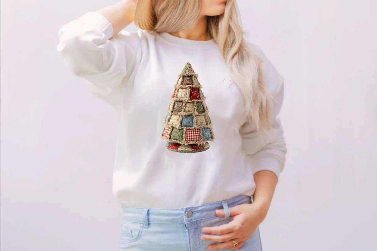 Vintage Retro Patchwork Christmas Tr, an Illustration by SVGArt (Photo 6 of 8)