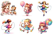 Cute Girl Playing Clipart, an Illustration by DreamArtGraphic (Thumbnail 2 of 4)