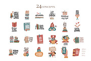 Reading lover - clipart & lettering, an Education Illustration by Lana Sham (Thumbnail 3 of 8)