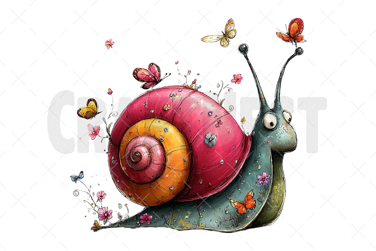 Whimsical Spring Snail Clipart, an Illustration by Craft Nest (Photo 11 of 12)
