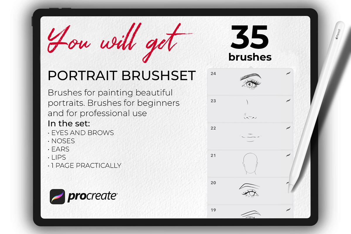 Face Stamp Brushes Procreate, a Brush Add-On by Procreate Market (Photo 2 of 8)