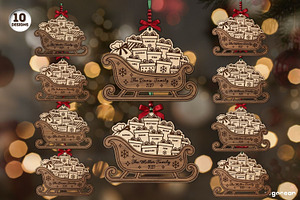 Santa Sleigh Ornaments SVG Bundle
