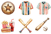 Retro Baseball Clipart Set, an Illustration by Designking (Thumbnail 5 of 5)