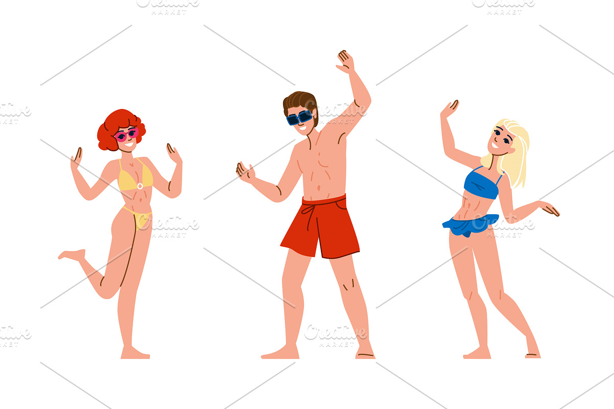 sea party beach vector, a Person Illustration by pikepicture