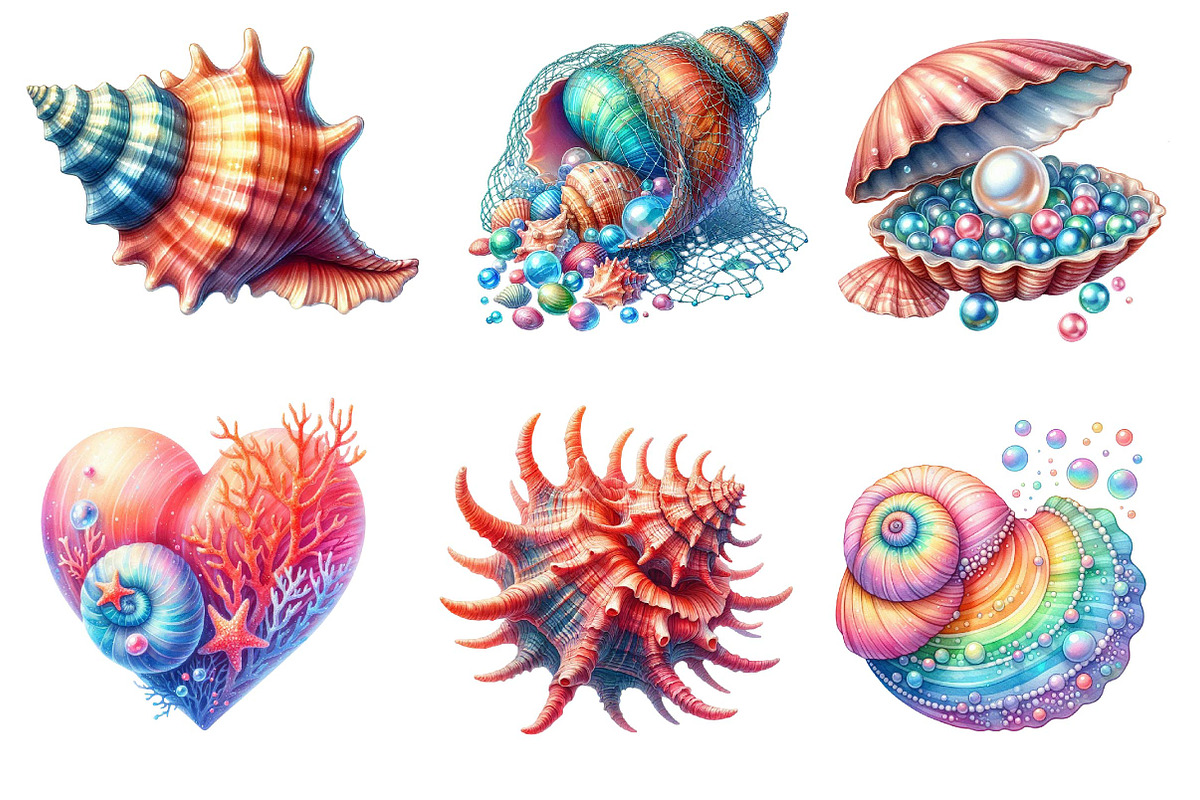 Ocean Sea Shell Sublimation Clipart, an Illustration by Dream Creation (Photo 5 of 6)