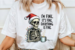 I'm Fine It's Fine Christmas PNG, a Graphic by Libby Wishes