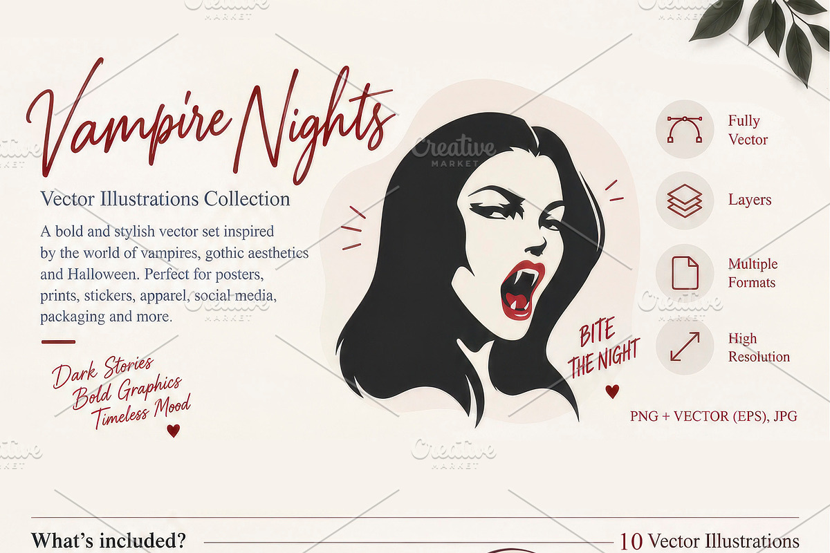 Vampire Night Vector set, a Seasonal Illustration by Universe Mary (Photo 2 of 5)