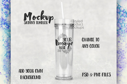 Acrylic skinny tumbler mockup