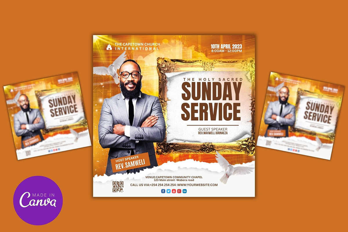 Church Service Instagram Template, a Social Media Template by Mishek Munene (Photo 2 of 4)