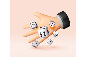 3D Hand throwing dice isolated., an Object Illustration by Abscent