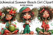 Whimsical Summer Beach Girl Clipart, an Illustration by Daily.Designs (Thumbnail 1 of 7)