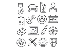 Auto Service Line Icons