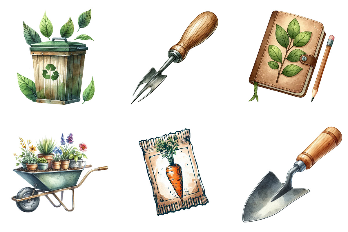 Gardening Tools Watercolor  Png, an Illustration by cherrydesign (Photo 4 of 5)