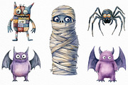 Watercolor Halloween Monster Clipart, an Illustration by Craft Nest (Thumbnail 5 of 6)