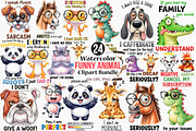 Watercolor Funny Animal Clipart, an Illustration by Canvas Craft (Thumbnail 1 of 5)