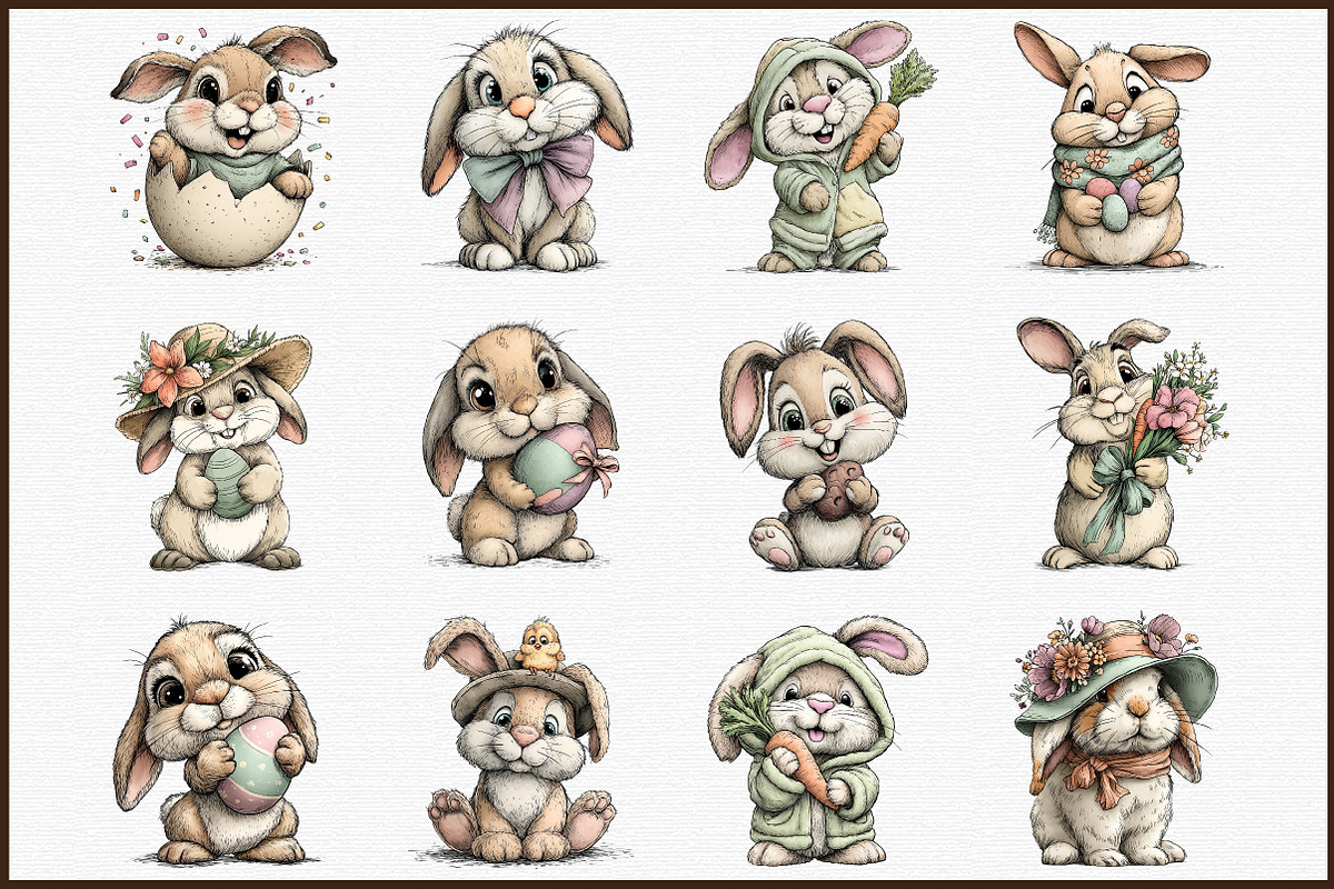 Whimsical Easter Bunny Clipart, an Illustration by Sublimation Artist (Photo 3 of 6)