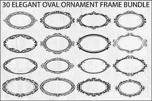 Elegant Oval Ornament Frame Bundle, an Illustration by jahid234