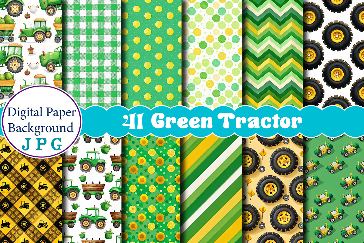 Green Tractor Digital Paper Set, a Background Photo by Wow Magic (Photo 1 of 2)