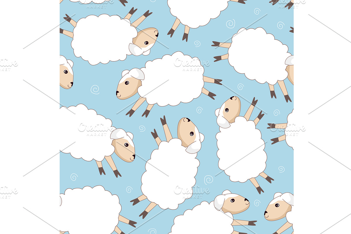 Seamless blue background with funny, an Animal Illustration by Toltemara