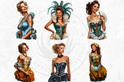 Burlesque Cabaret Woman clipart Set, a Person Illustration by ThatsDesignArt (Thumbnail 8 of 10)
