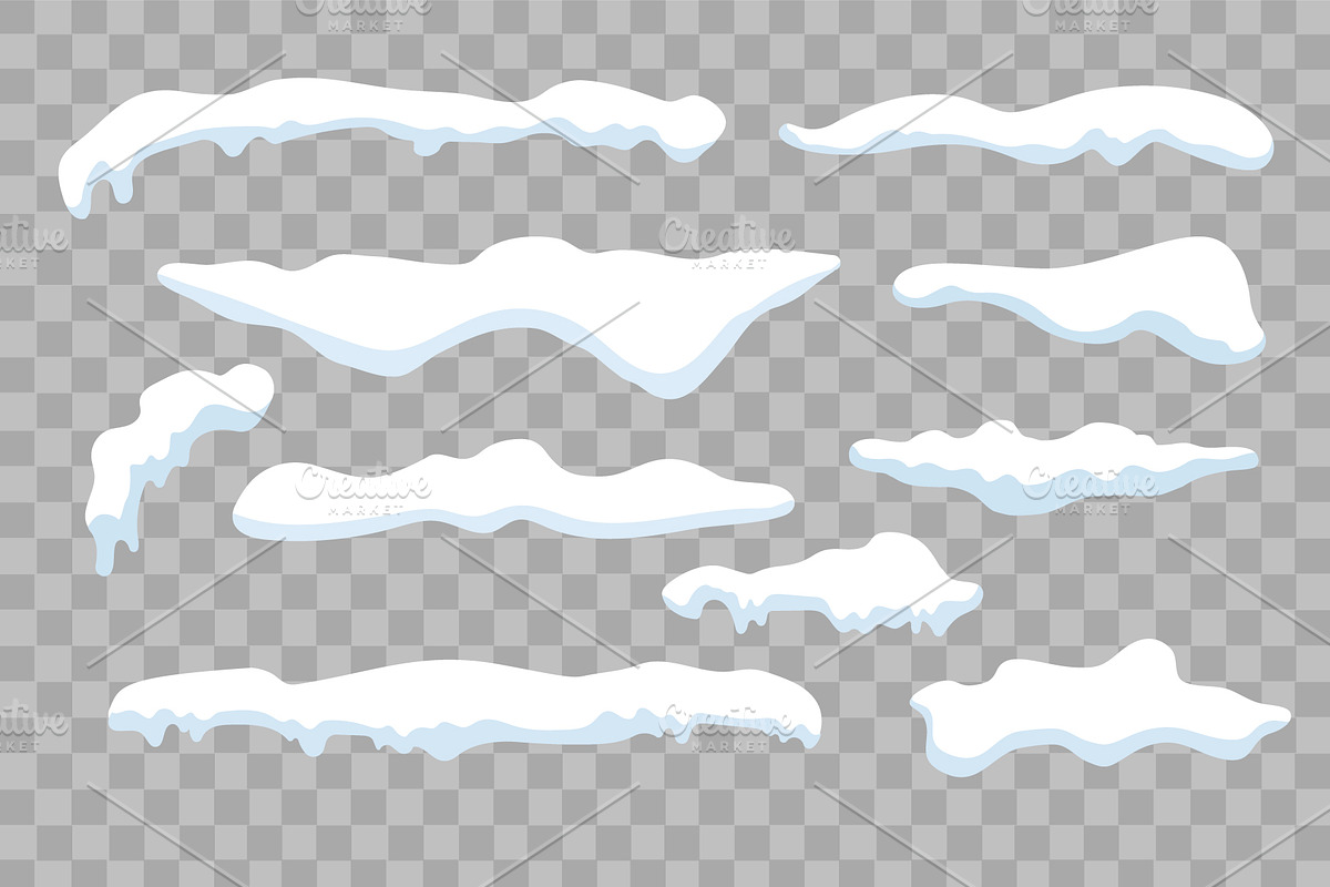 Set of Isolated snow caps Vector, a Decorative Illustration by Den Marty Studio