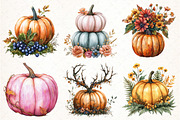 Watercolor Autumn Flower Pumpkin PNG, an Illustration by Pixels.Craft (Thumbnail 3 of 7)