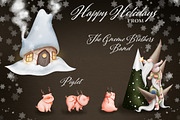 Christmas Carol Gnomes Clipart, an Illustration by Watercolor Nomads (Thumbnail 3 of 8)