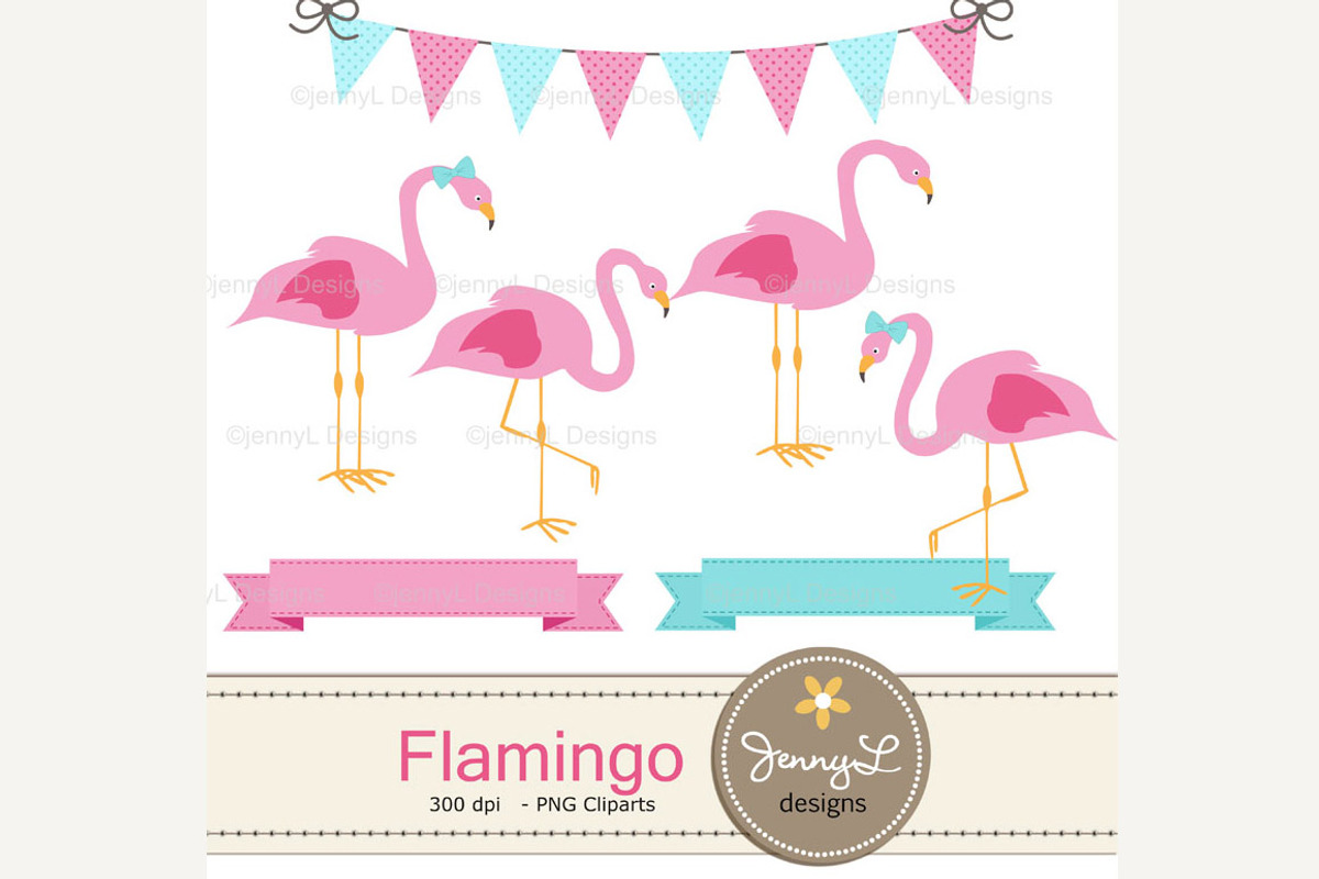 Pink Flamingo Digital Paper, a Pattern Graphic by JennyL Designs (Photo 2 of 4)