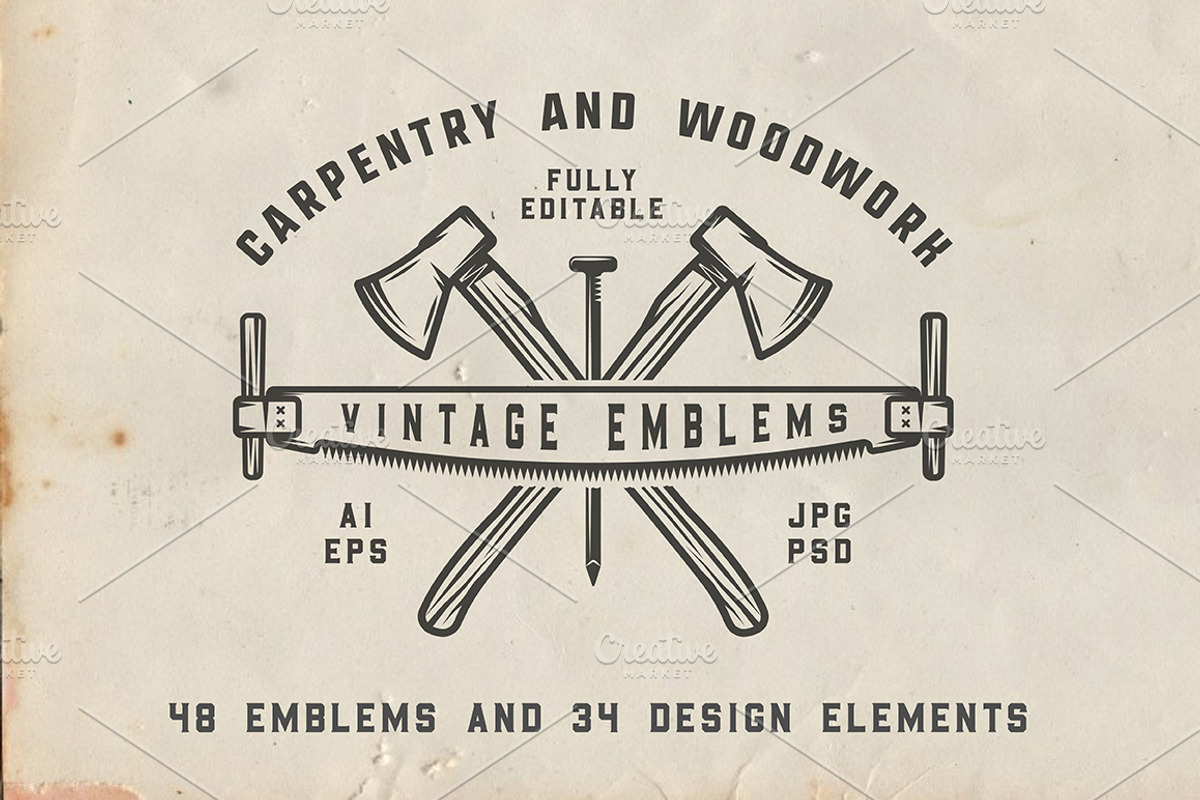 Vintage Carpentry Emblems part 3, a Branding & Logo Template by AkimD (Photo 1 of 7)